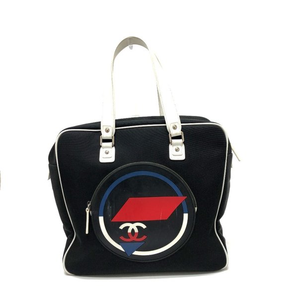 CHANEL Airline CC Coco Mark Sport Shoulder Bag, Canvas, Women's, Black - Picture 1 of 16